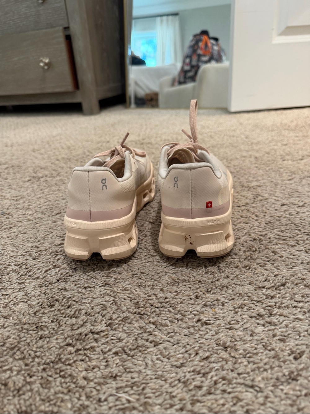 On Cloud Sneakers in Light Beige and Pink - Picture 3 of 6
